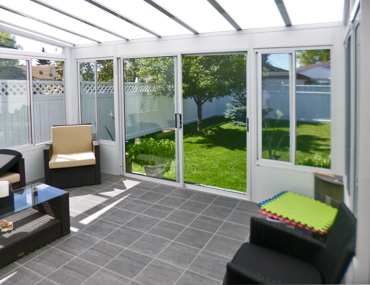 Custom pergola design showcasing Sunspace outdoor living products